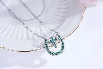 Western Necklace 925 Sterling Silver Turquoise Western Pendant Country Jewelry Gifts for Cowgirl Cowboy