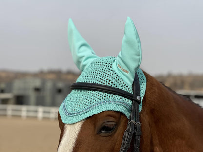 Horse Ear Bonnet/Net/Hat/Horse Hood/Mask Horse Veil Horse Ear Bonnet (Full, Mint)