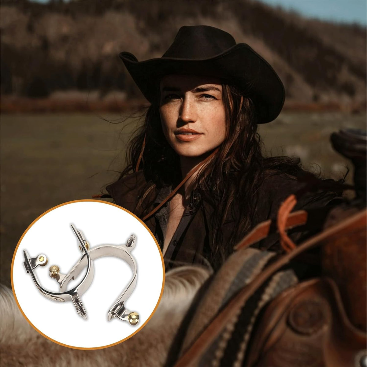 2Pcs Western Cowboy Spurs, Stainless Steel Riding Western Spurs