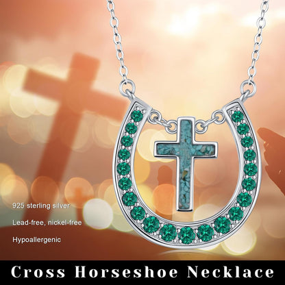 Western Necklace 925 Sterling Silver Turquoise Western Pendant Country Jewelry Gifts for Cowgirl Cowboy