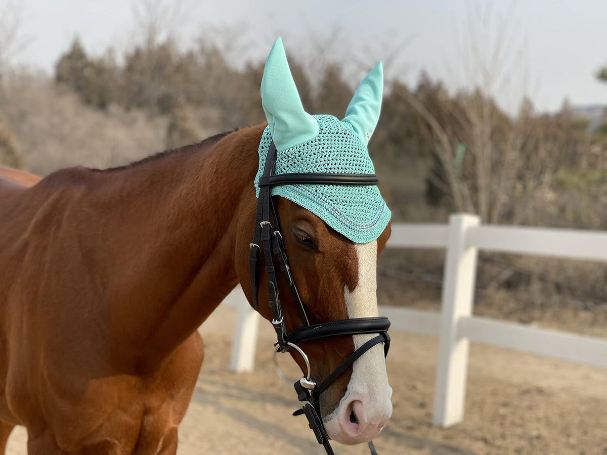Horse Ear Bonnet/Net/Hat/Horse Hood/Mask Horse Veil Horse Ear Bonnet (Full, Mint)