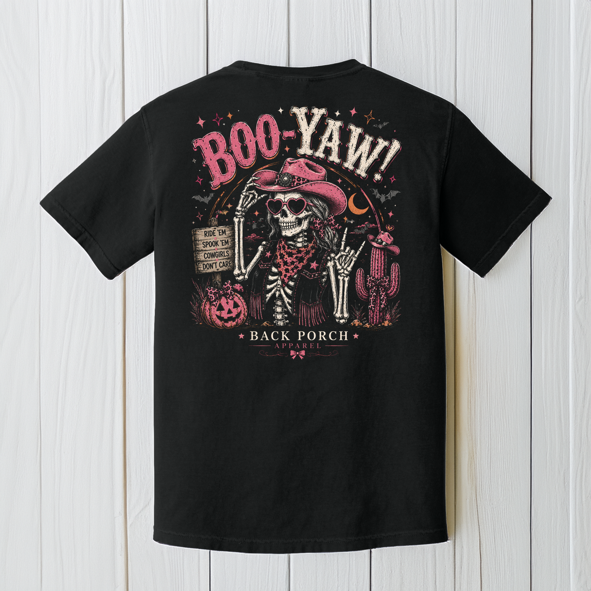 Boo-Yaw Western Cowgirl Halloween T-Shirt – Black