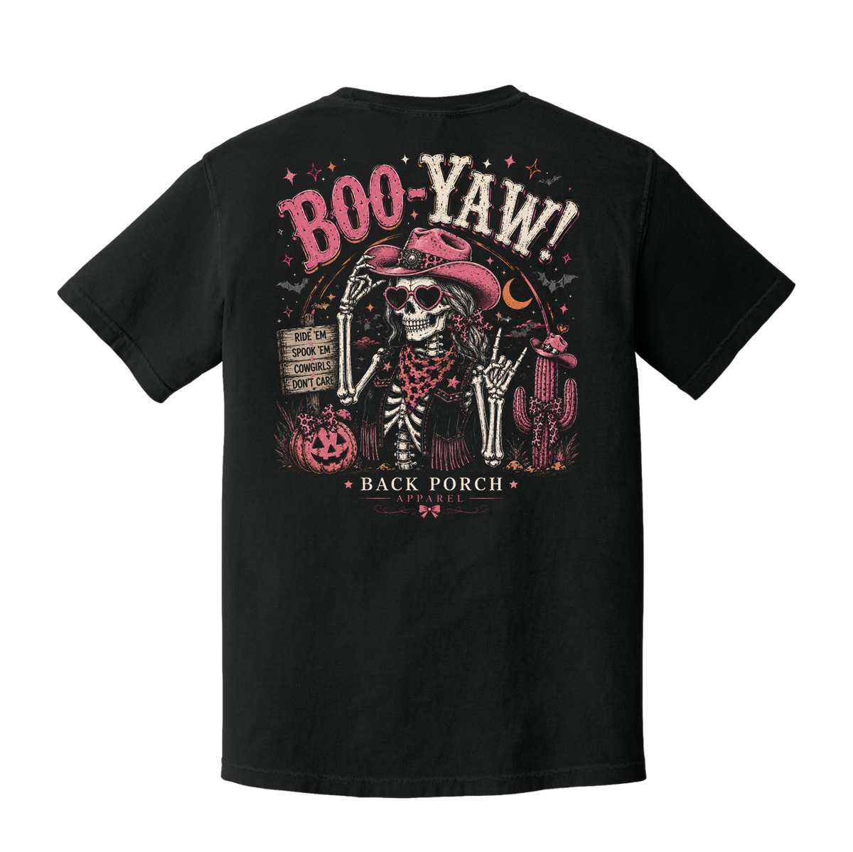Boo-Yaw Western Cowgirl Halloween T-Shirt – Black