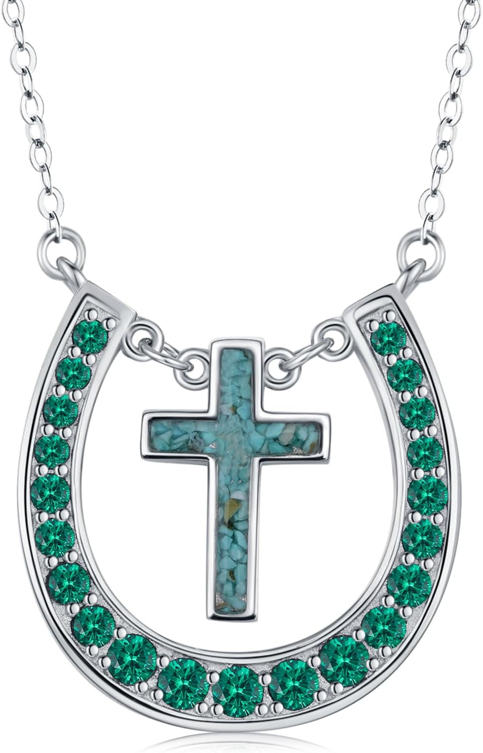Western Necklace 925 Sterling Silver Turquoise Western Pendant Country Jewelry Gifts for Cowgirl Cowboy