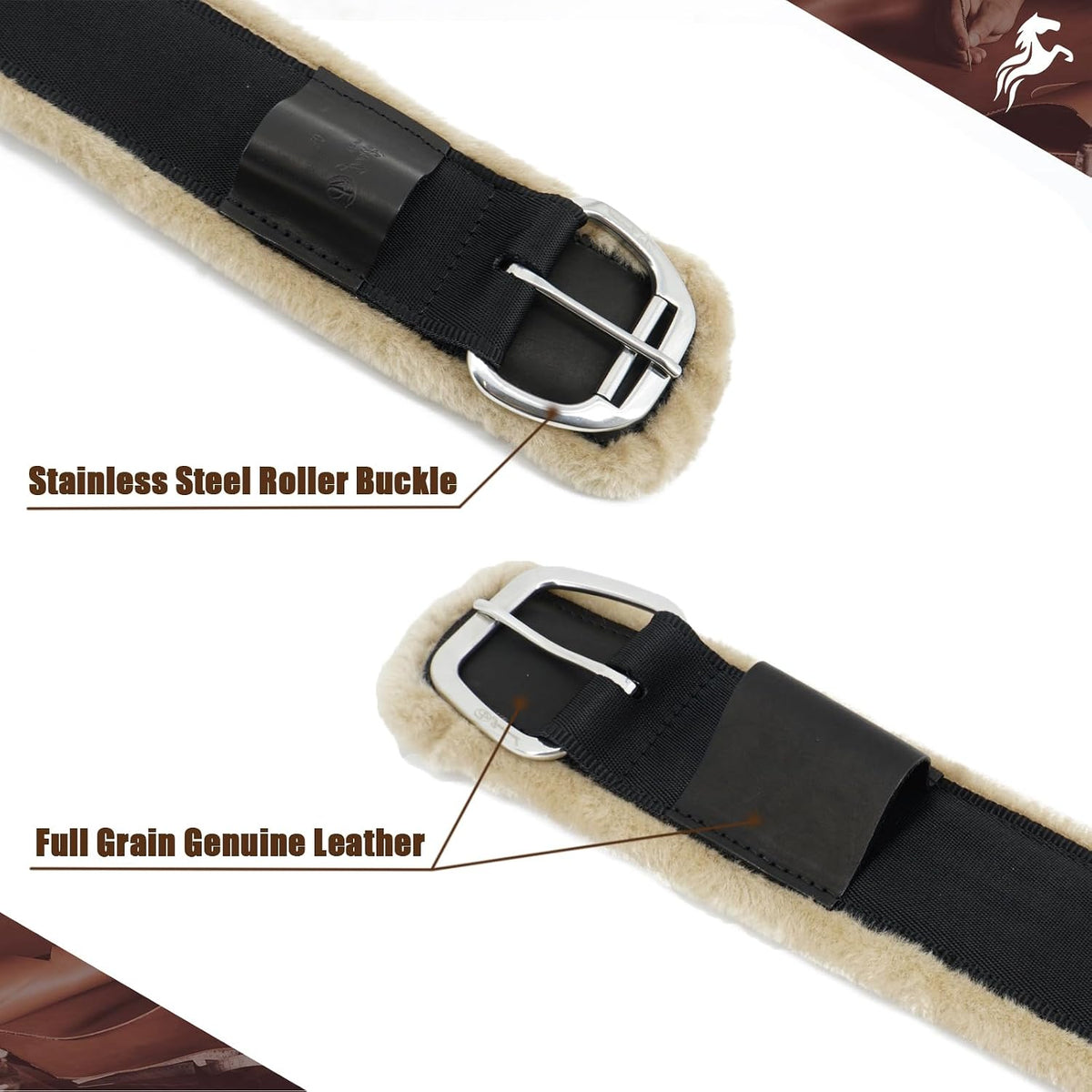 Fleece Western Cinch,Breathable Horse Cinch Girth for Western Saddle