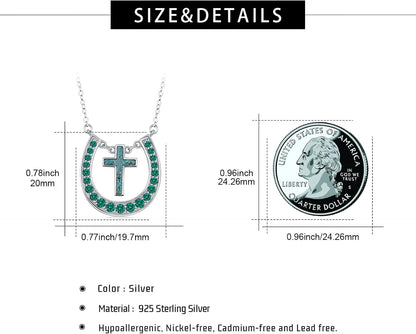 Western Necklace 925 Sterling Silver Turquoise Western Pendant Country Jewelry Gifts for Cowgirl Cowboy