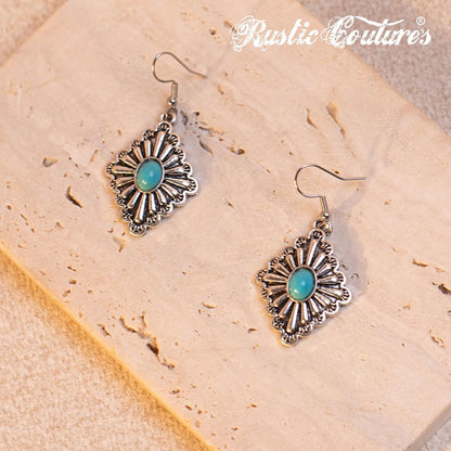Rustic Couture'S Turquoise Necklace Dangle Earring Jewelry Set for Women